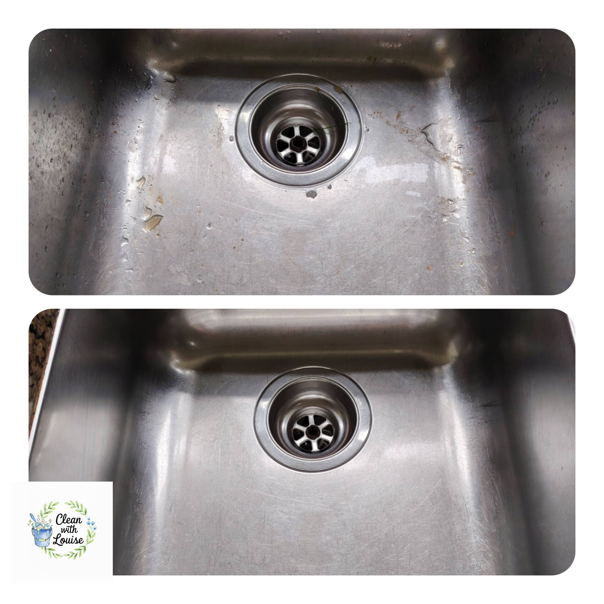 Before and after: a sparkling clean sink by Clean with Louise